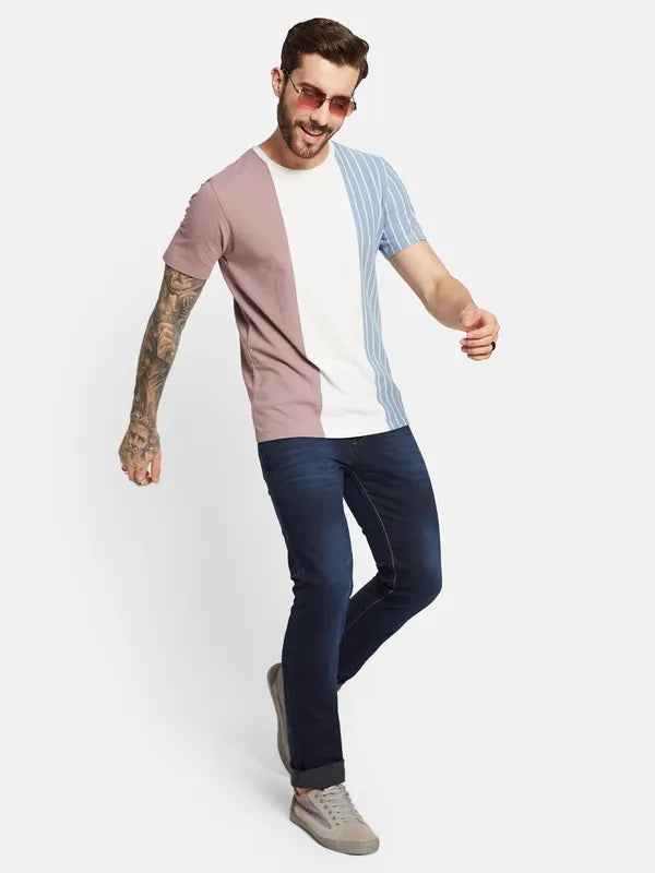 Octave Men Colourblocked Round Neck T-Shirt