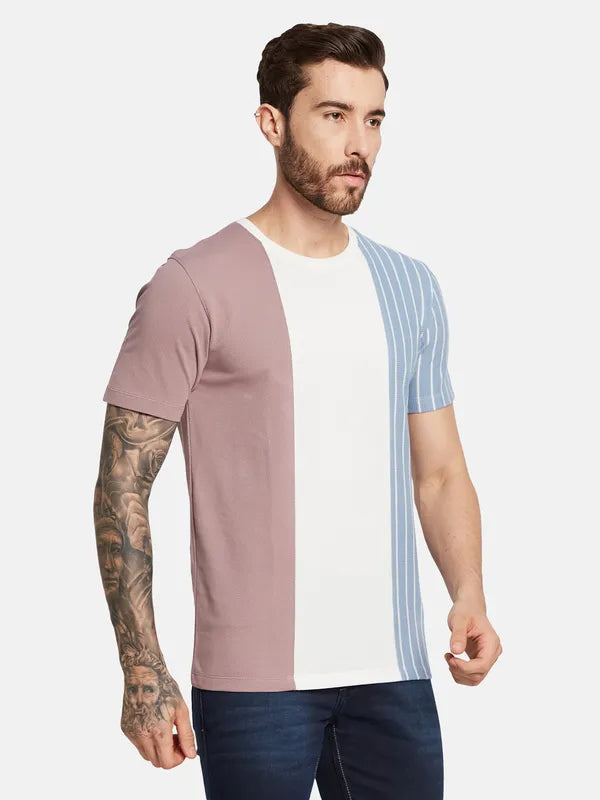 Octave Men Colourblocked Round Neck T-Shirt