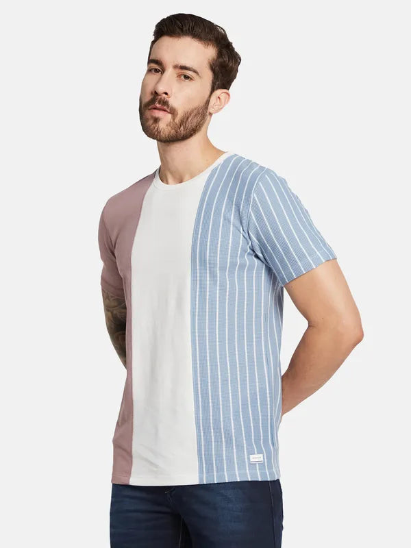 Octave Men Colourblocked Round Neck T-Shirt