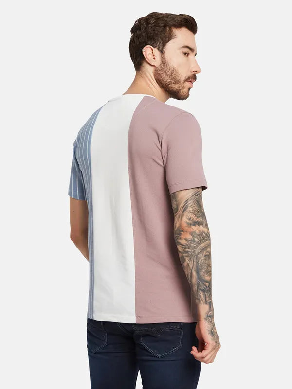 Octave Men Colourblocked Round Neck T-Shirt