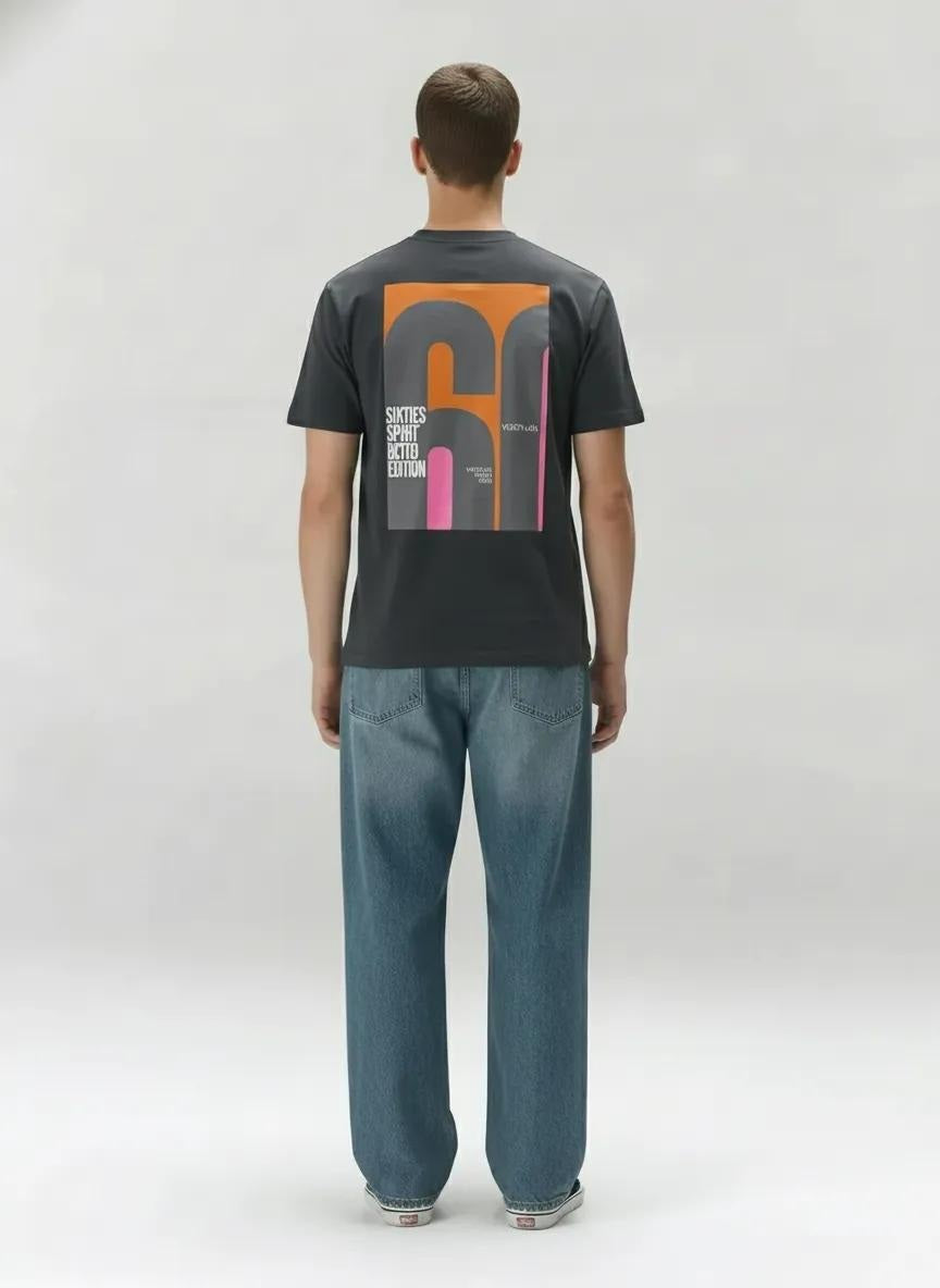 Men Charcoal Typography Printed T-shirt