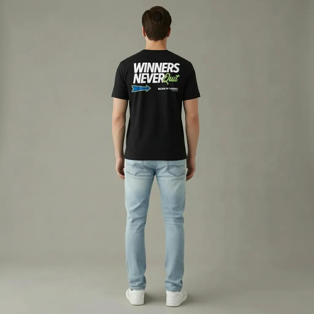 Men Black Brand Logo Printed T-shirt