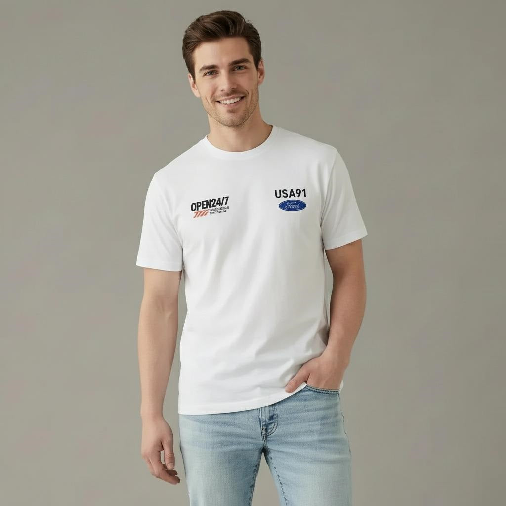 Men Off White Typography Printed T-shirt
