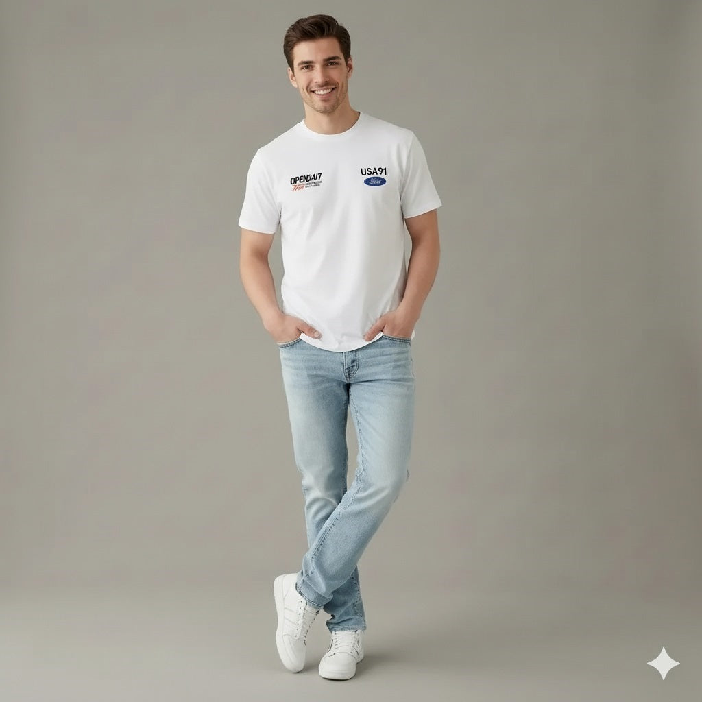 Men Off White Typography Printed T-shirt
