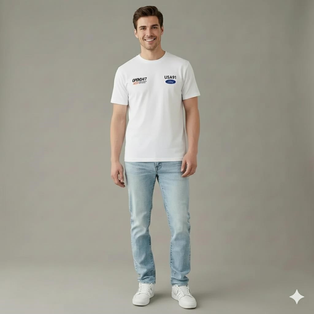 Men Off White Typography Printed T-shirt