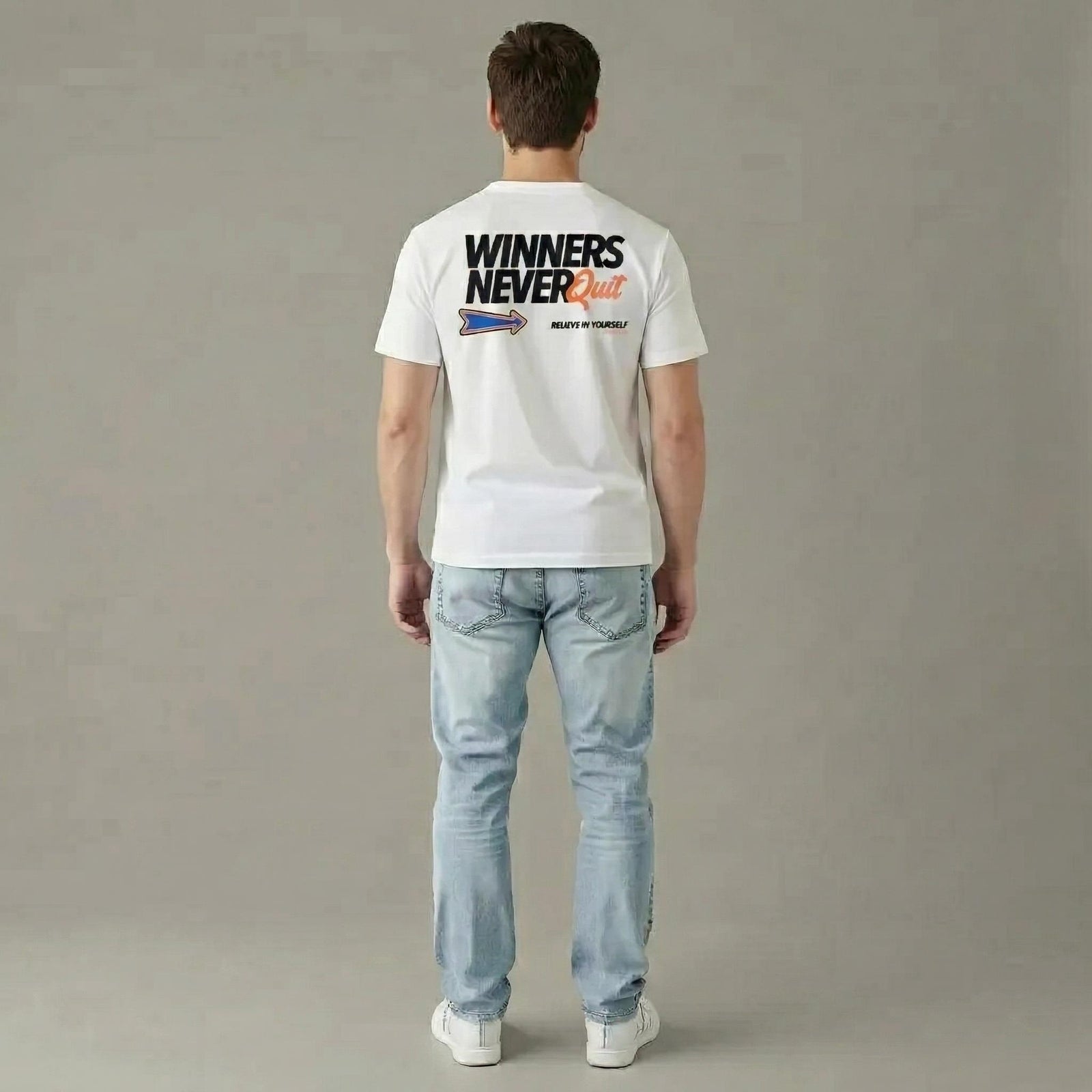 Men Off White Typography Printed T-shirt