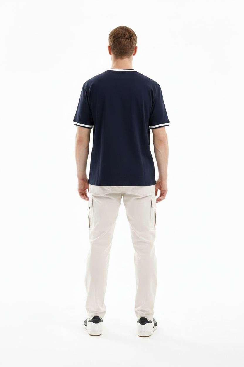 Men Dark Navy Typography Printed T-shirt