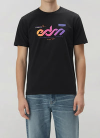 Men Black Round Printed T-shirt