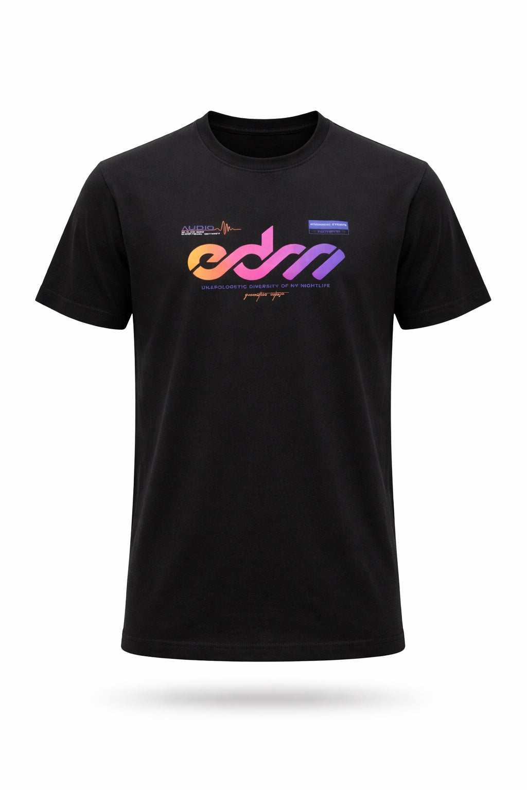 Men Black Round Printed T-shirt
