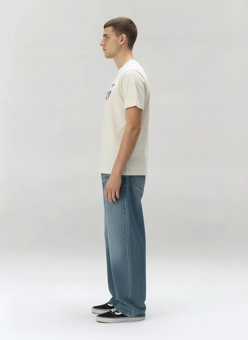 Men Vanilla Round Printed T-shirt