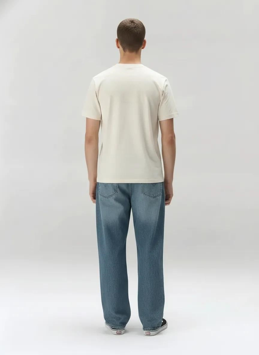 Men Vanilla Round Printed T-shirt