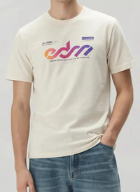 Men Vanilla Round Printed T-shirt