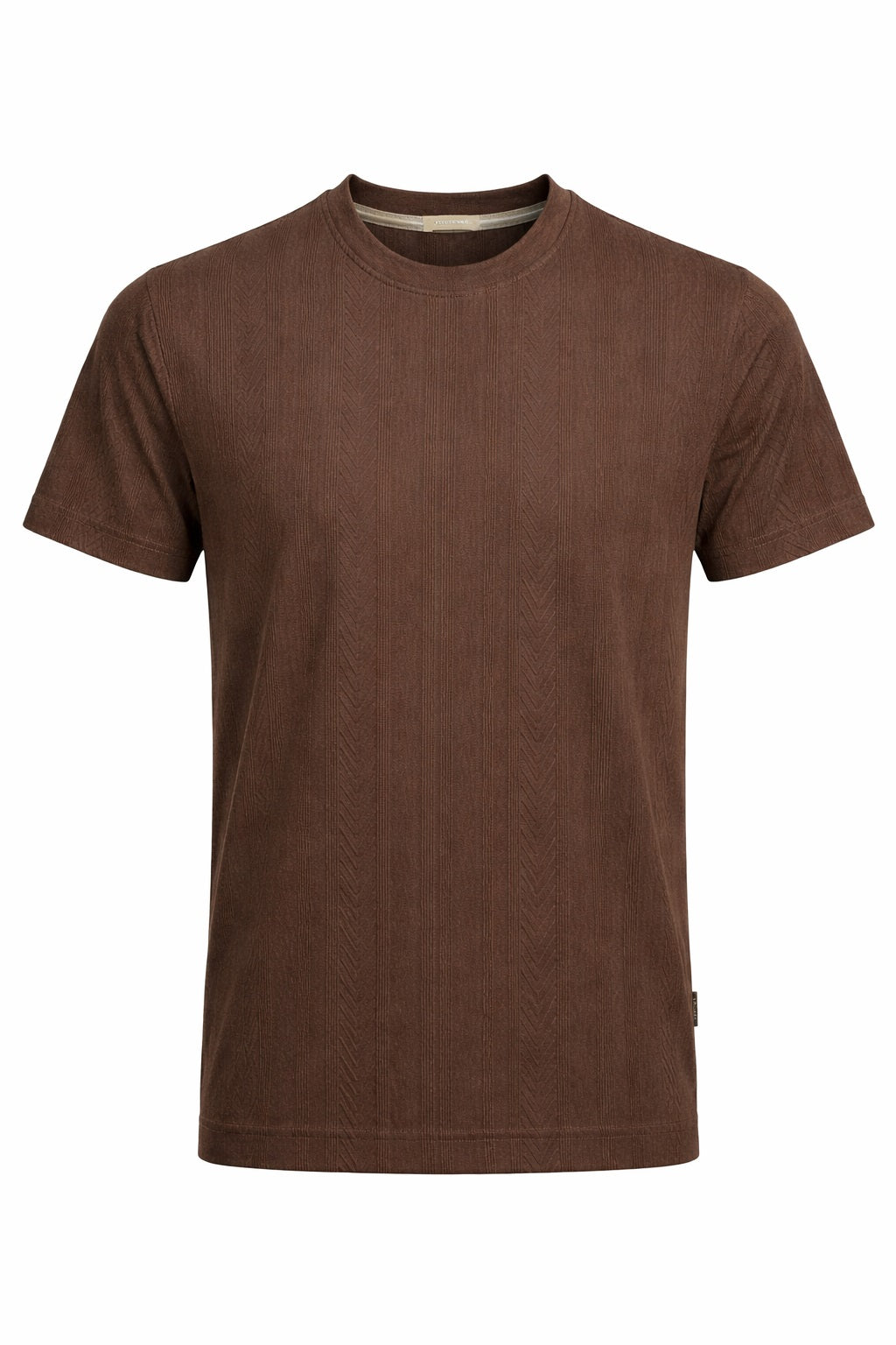 Men Coffee Solid Round Neck T-shirt