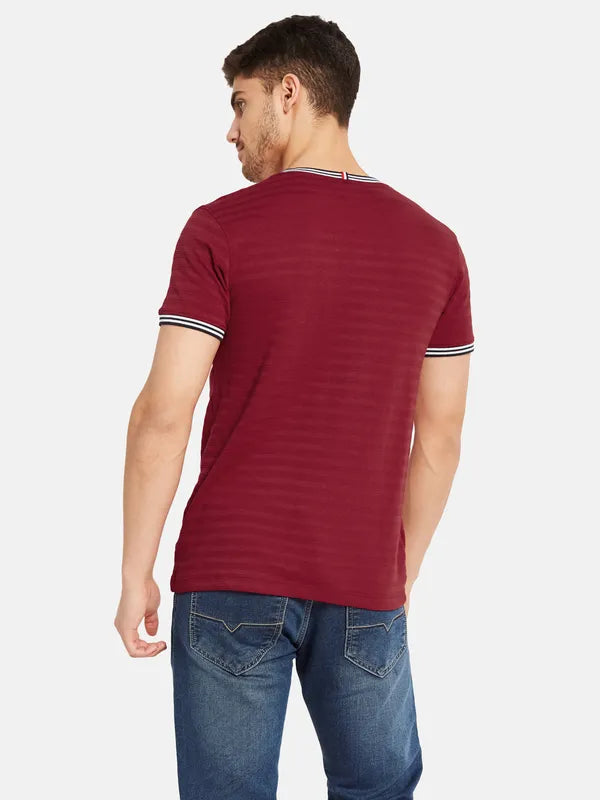 Structured Stripes With Contrast Rib T-Shirt