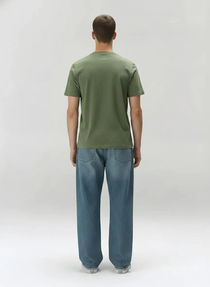 Men Moss Solid Round Neck T-shirt