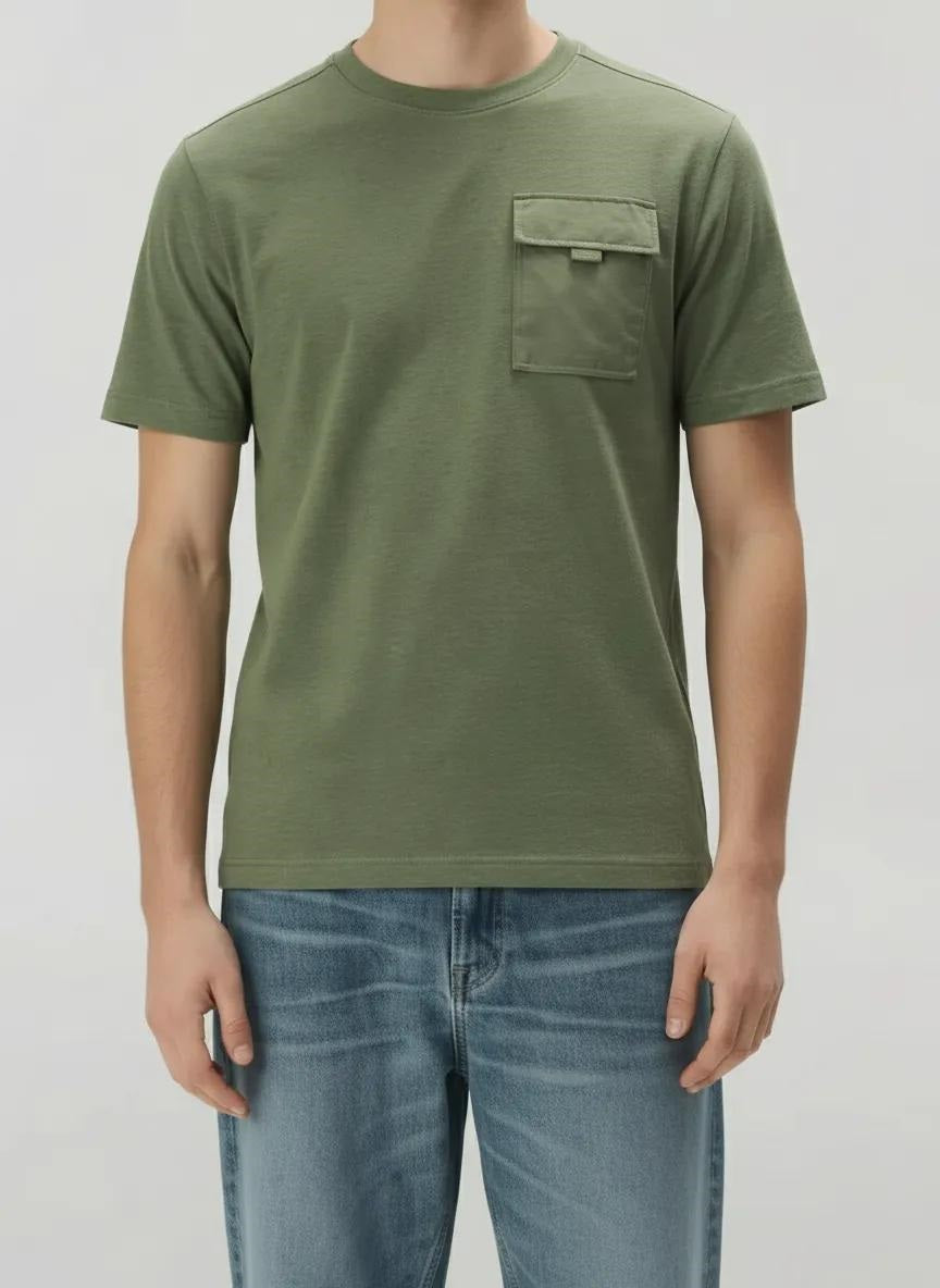 Men Moss Solid Round Neck T-shirt