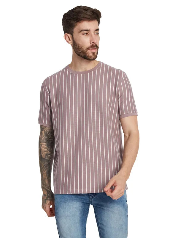 Octave Men Striped Round Neck T-Shirt