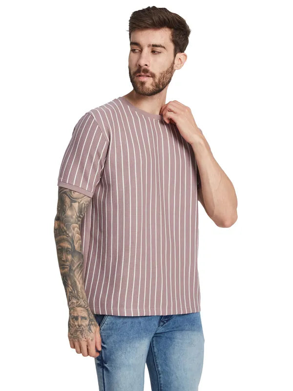 Octave Men Striped Round Neck T-Shirt