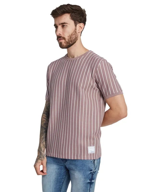 Octave Men Striped Round Neck T-Shirt