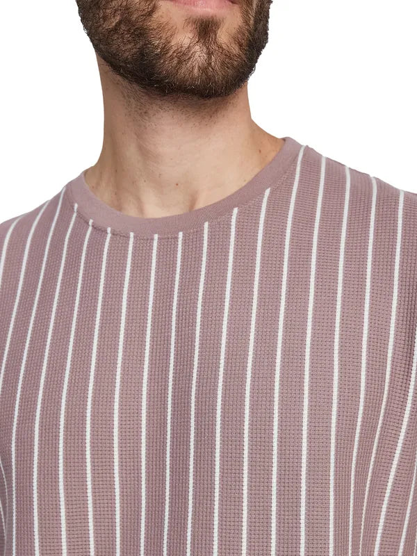 Octave Men Striped Round Neck T-Shirt