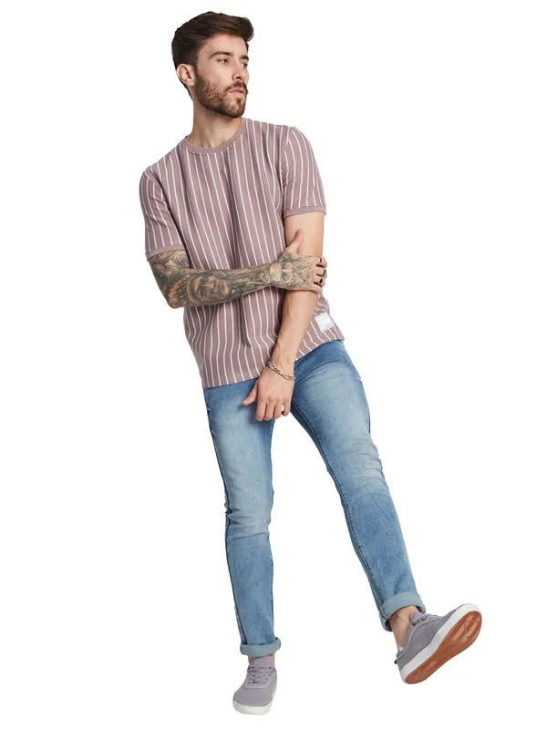 Octave Men Striped Round Neck T-Shirt