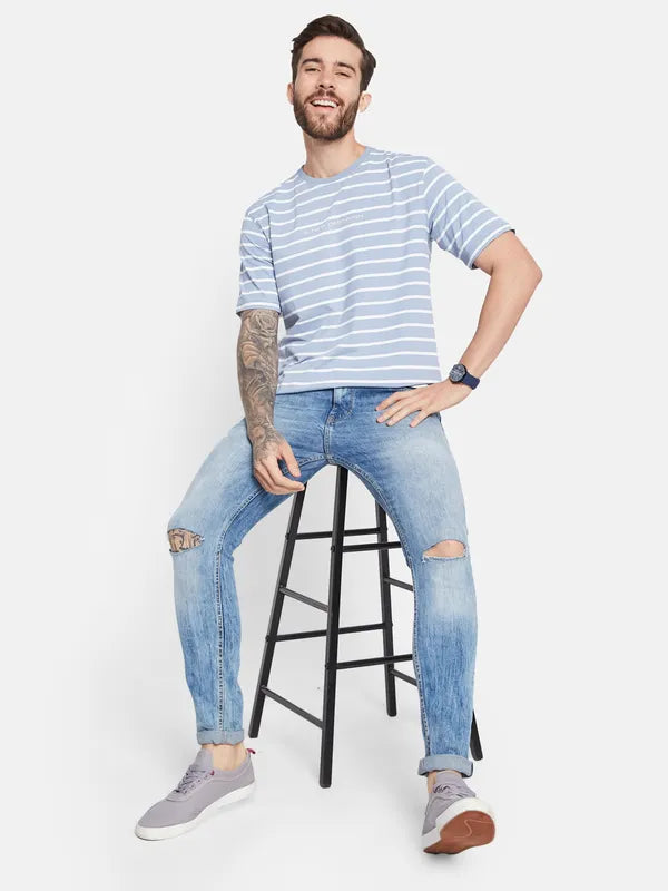 Octave Men Striped Round Neck T-Shirt