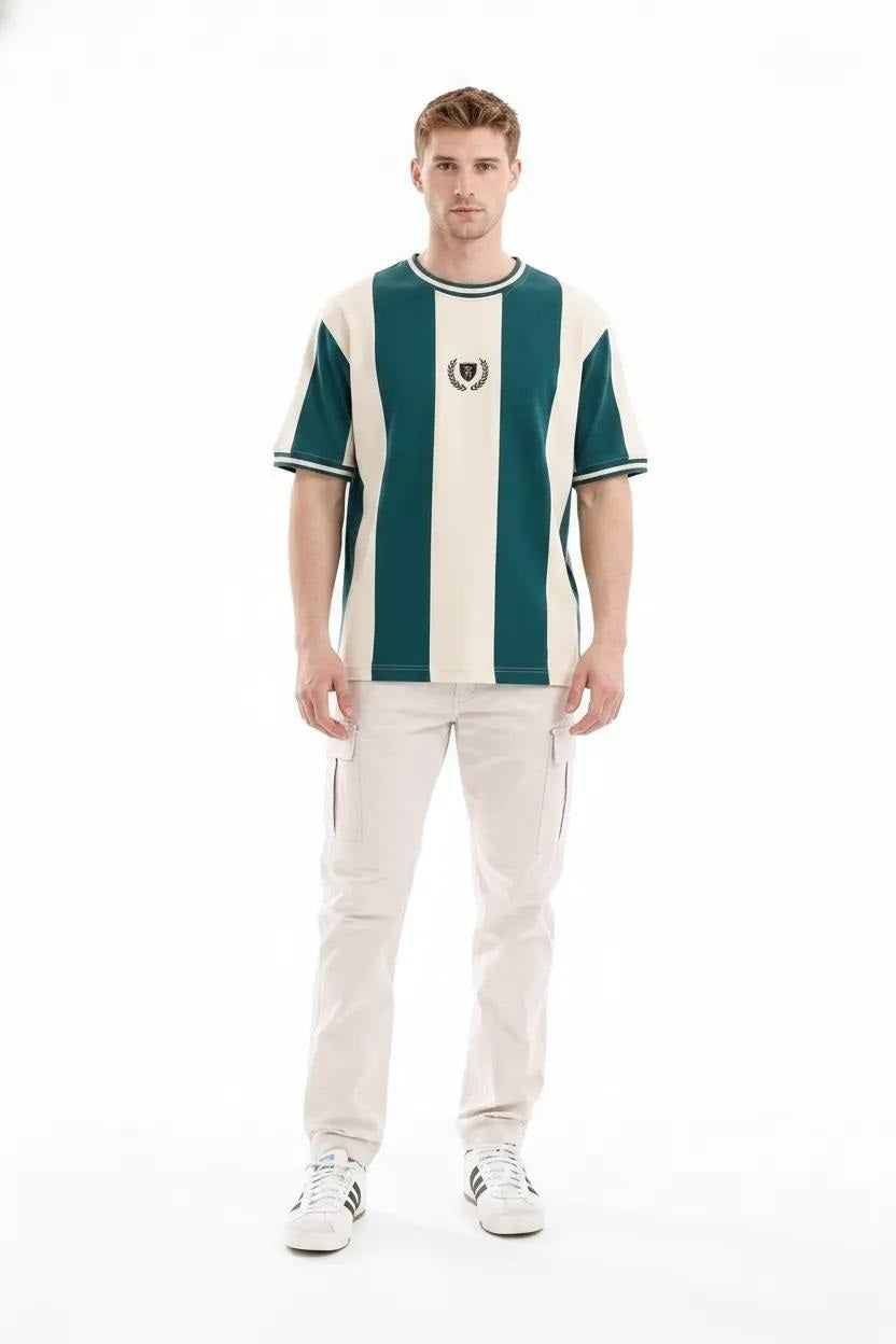 Men Green Striped T-shirt