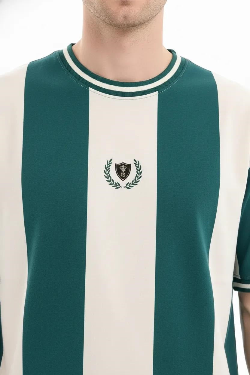Men Green Striped T-shirt