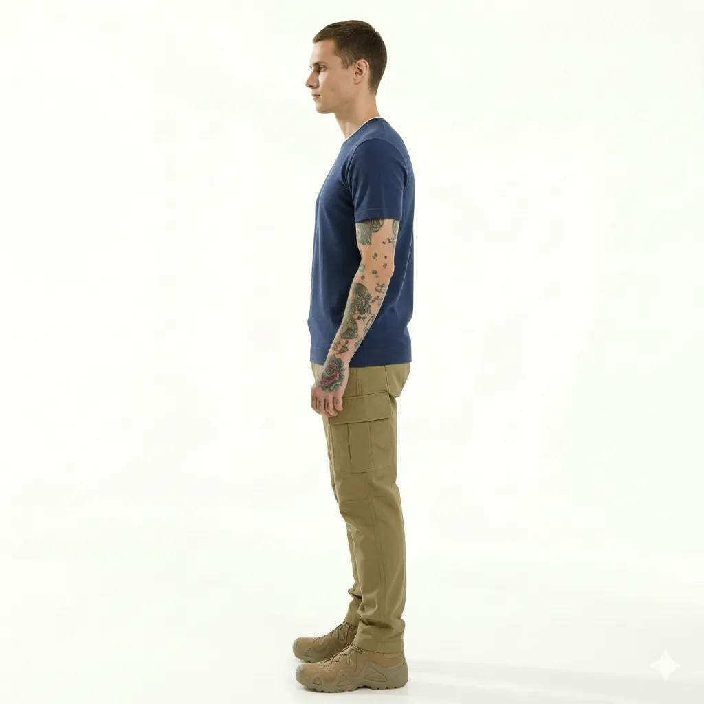 Men Dark Navy Solid Round Neck T-shirt