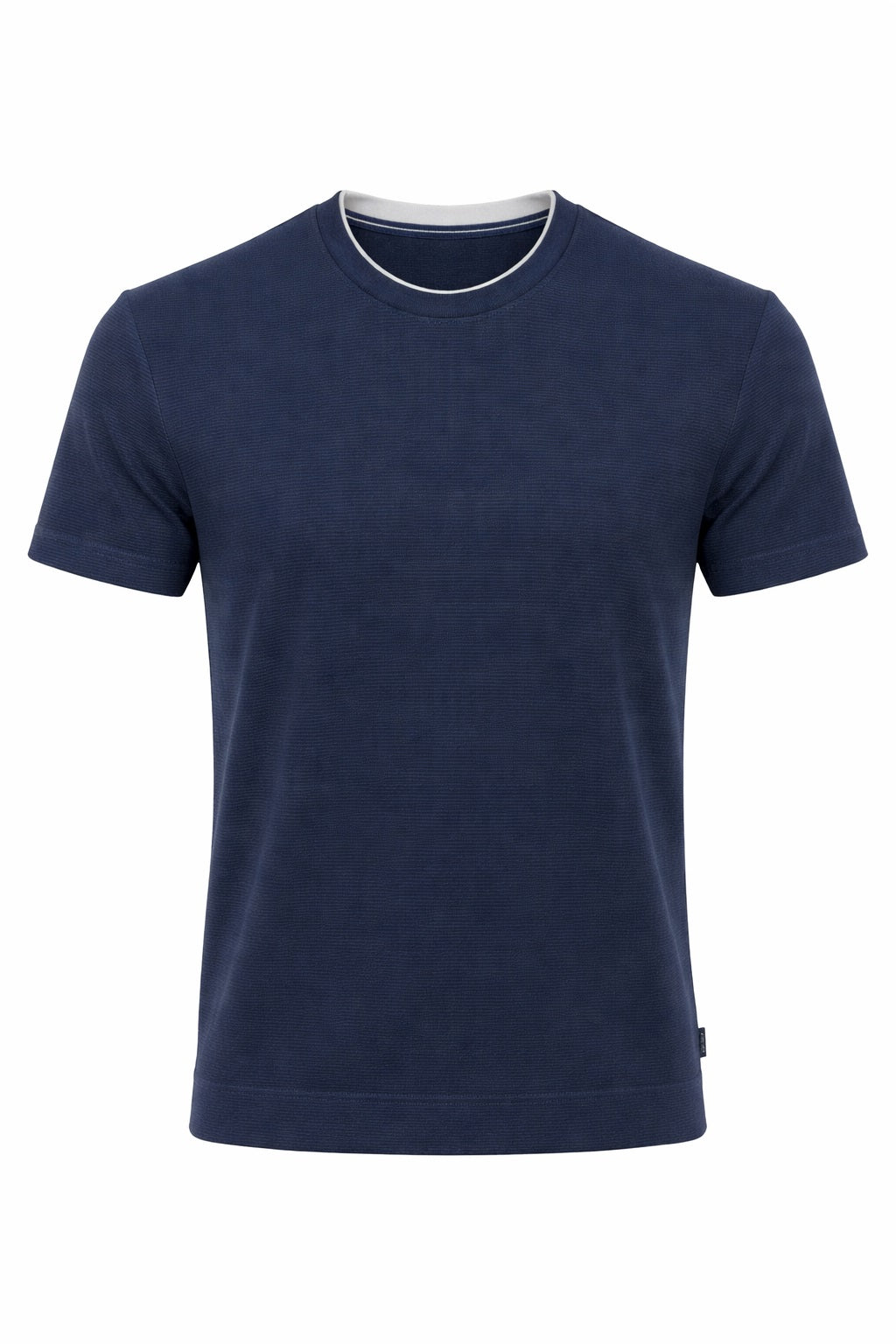 Men Dark Navy Solid Round Neck T-shirt