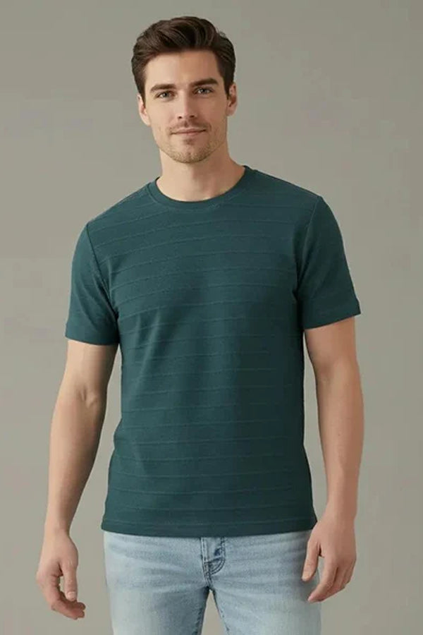 Men Round Neck  Solid T-shirt