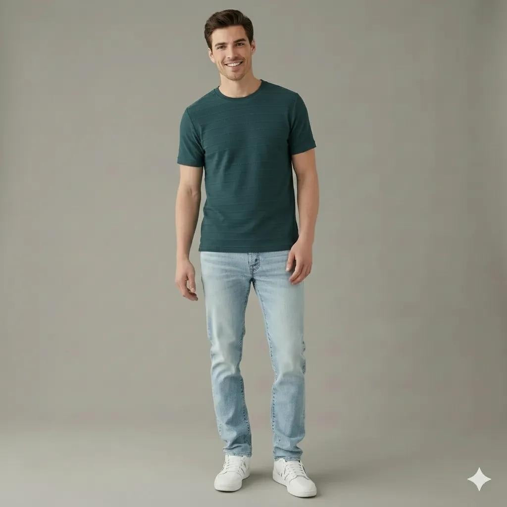 Men Round Neck  Solid T-shirt