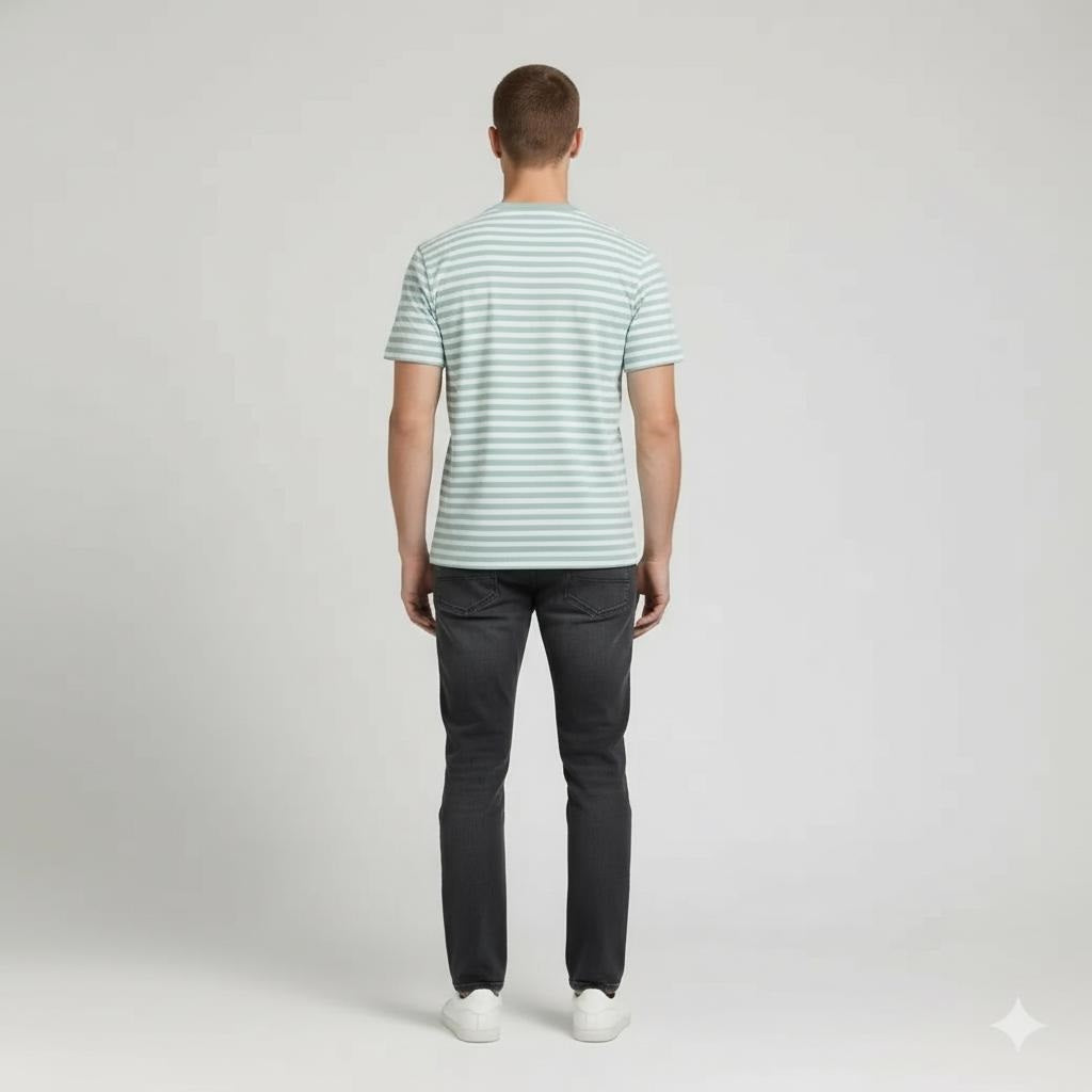 Men Mist Striped Round Neck T-shirt