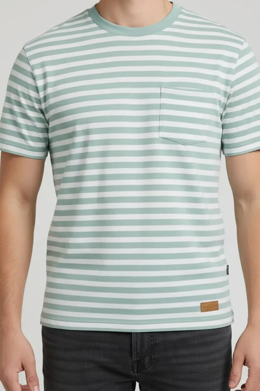 Men Mist Striped Round Neck T-shirt