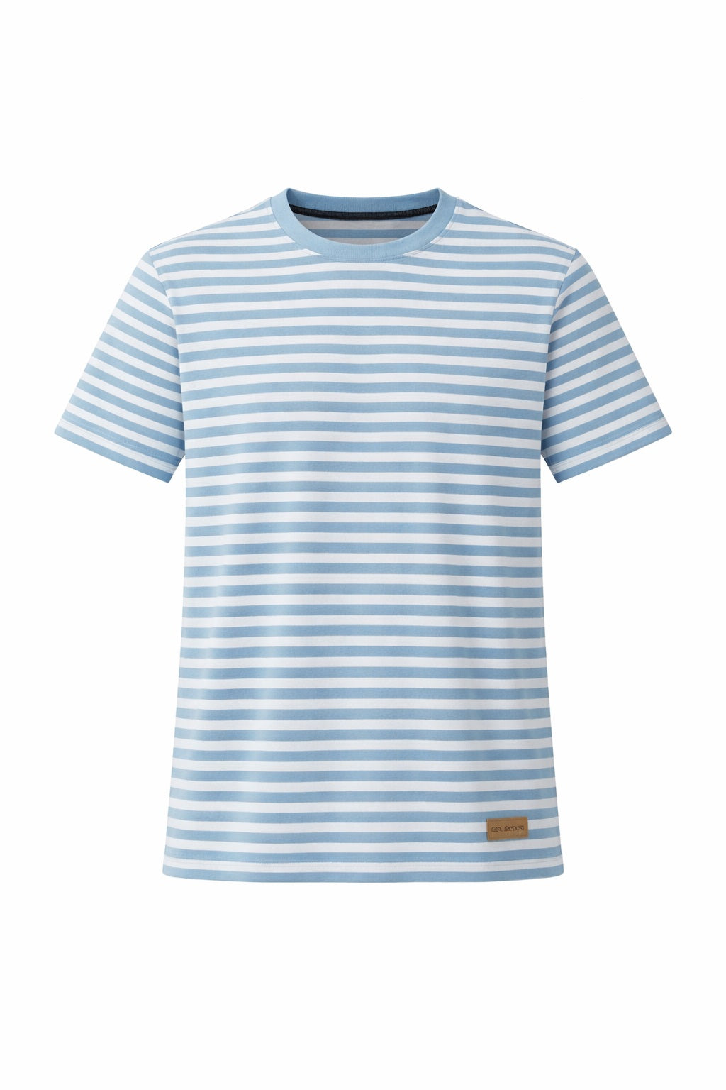Men Oxford Blue Striped Round Neck T-shirt