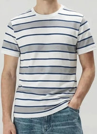 Men Denim Striped Round Neck T-shirt