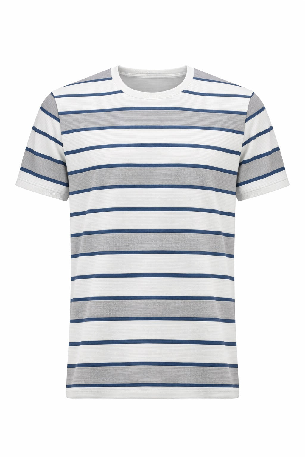 Men Denim Striped Round Neck T-shirt