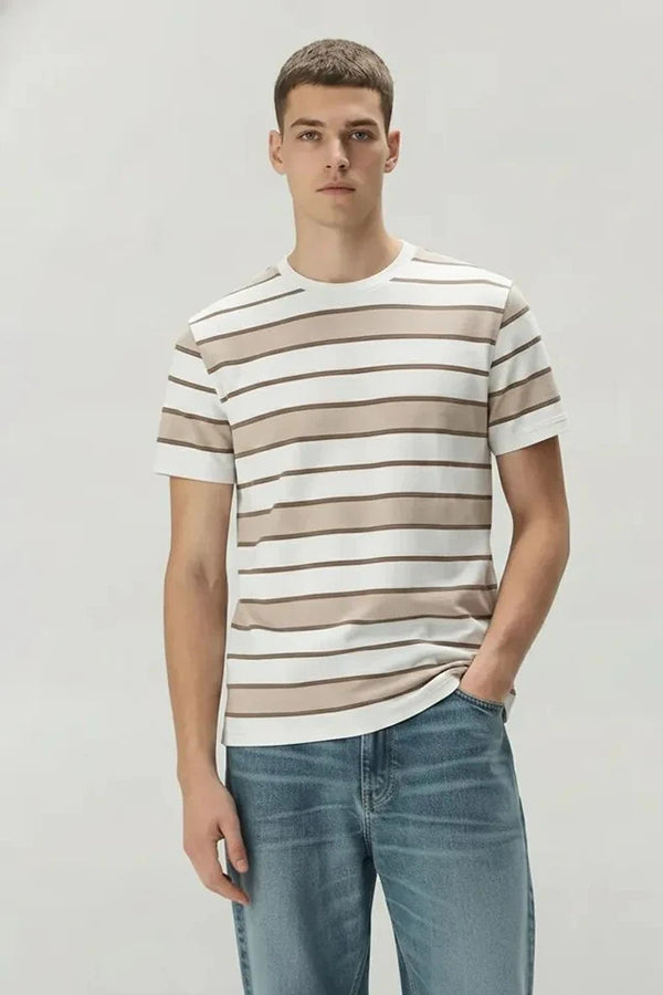 Men Striped Round Neck T-shirt