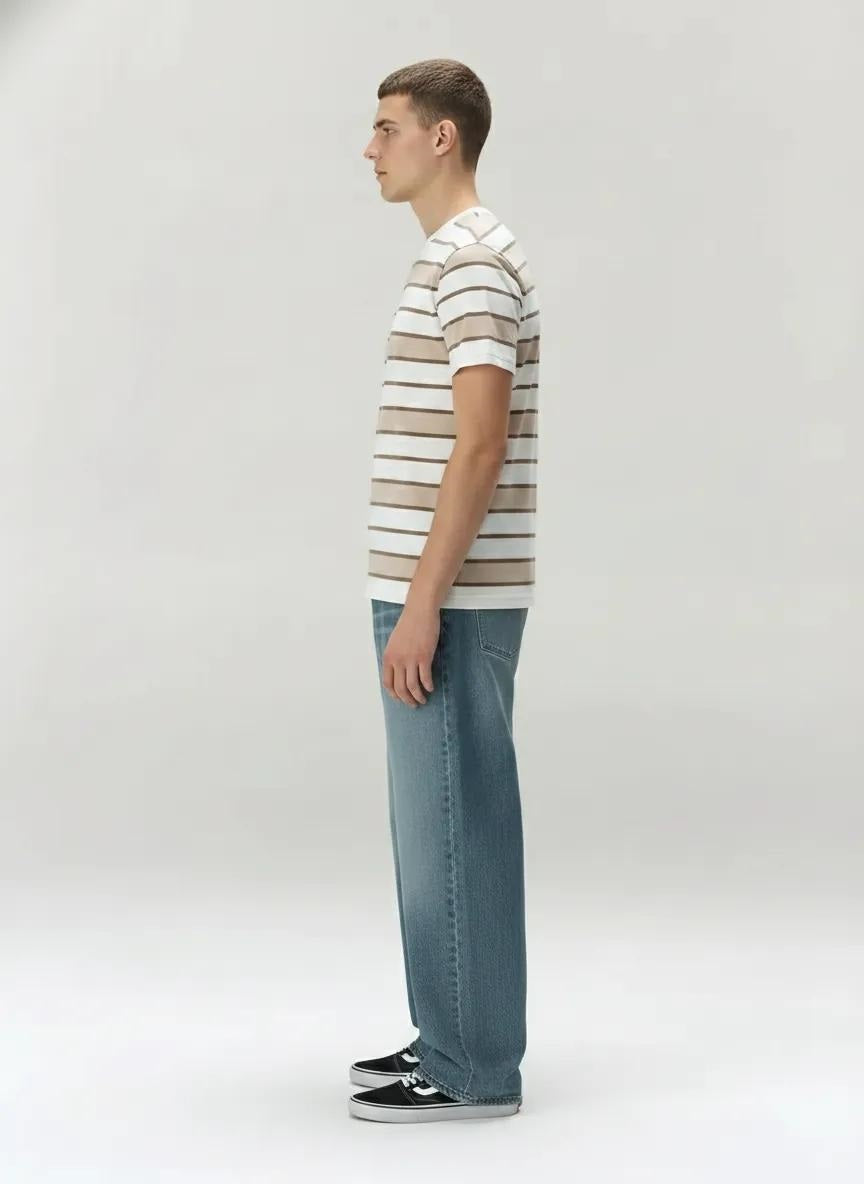 Men Fossil Striped Round Neck T-shirt