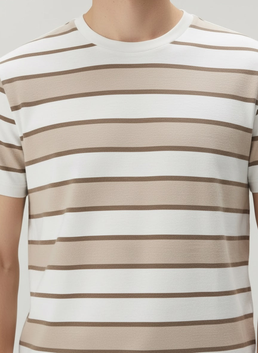 Men Fossil Striped Round Neck T-shirt