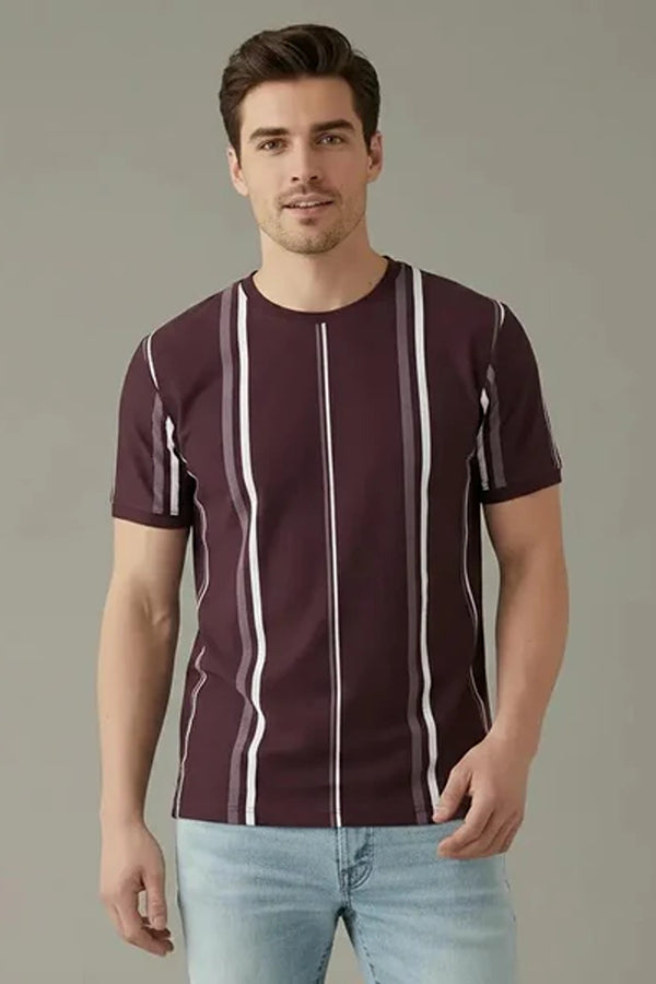 Men Striped Round Neck T-shirt