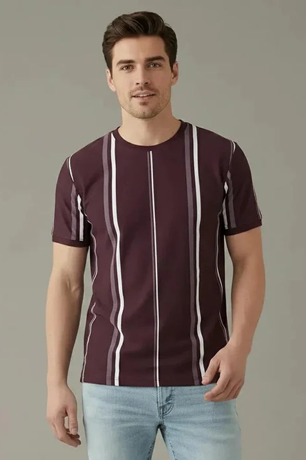 Men Striped Round Neck T-shirt