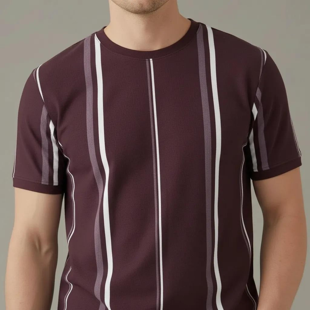 Men Striped Round Neck T-shirt