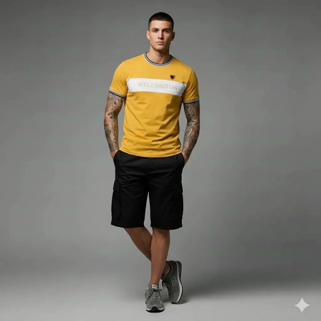Men Mustard Colourblocked T-shirt