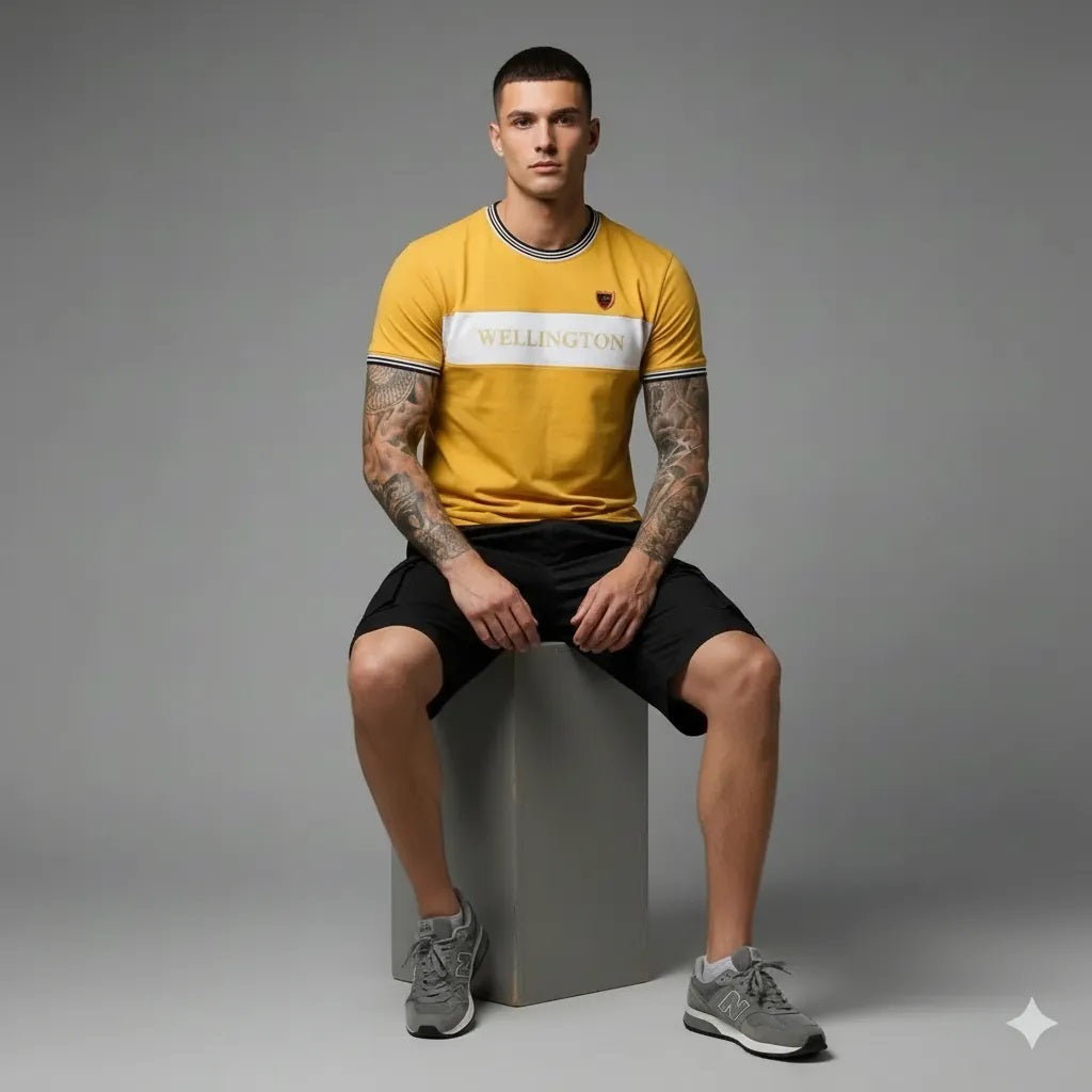 Men Mustard Colourblocked T-shirt