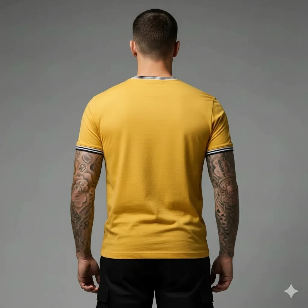 Men Mustard Colourblocked T-shirt