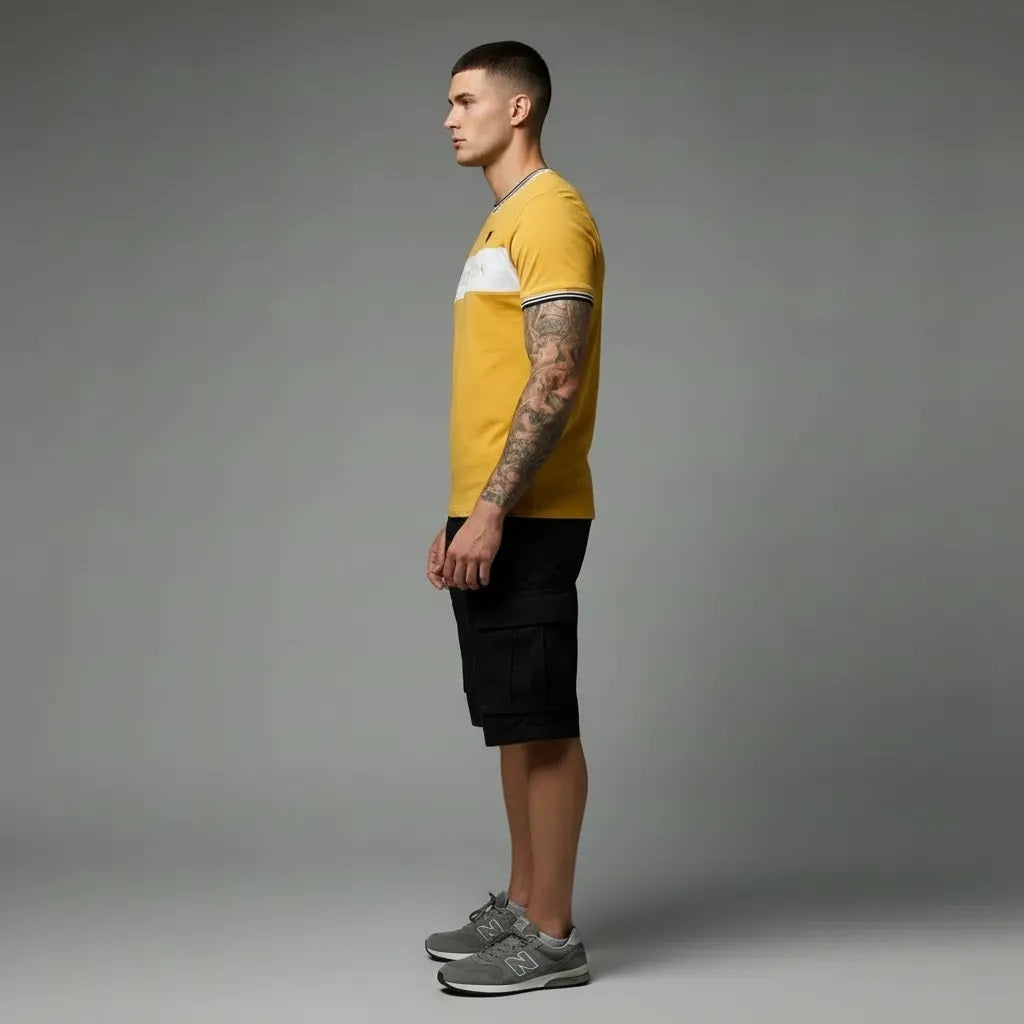 Men Mustard Colourblocked T-shirt