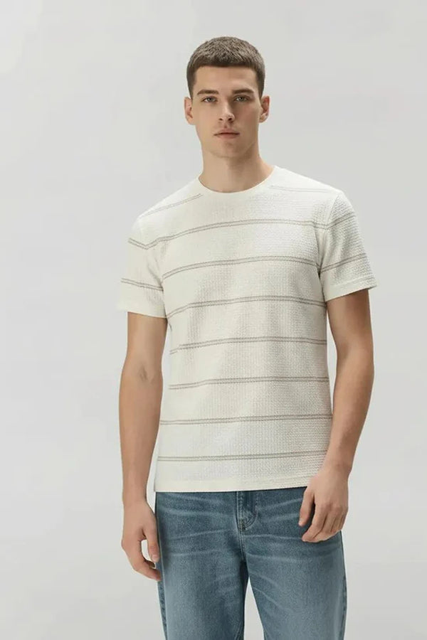 Men Striped Round Neck T-shirt