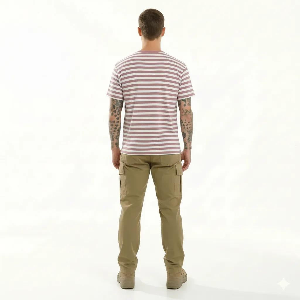 Octave Men Suede Pink Striped T-shirt
