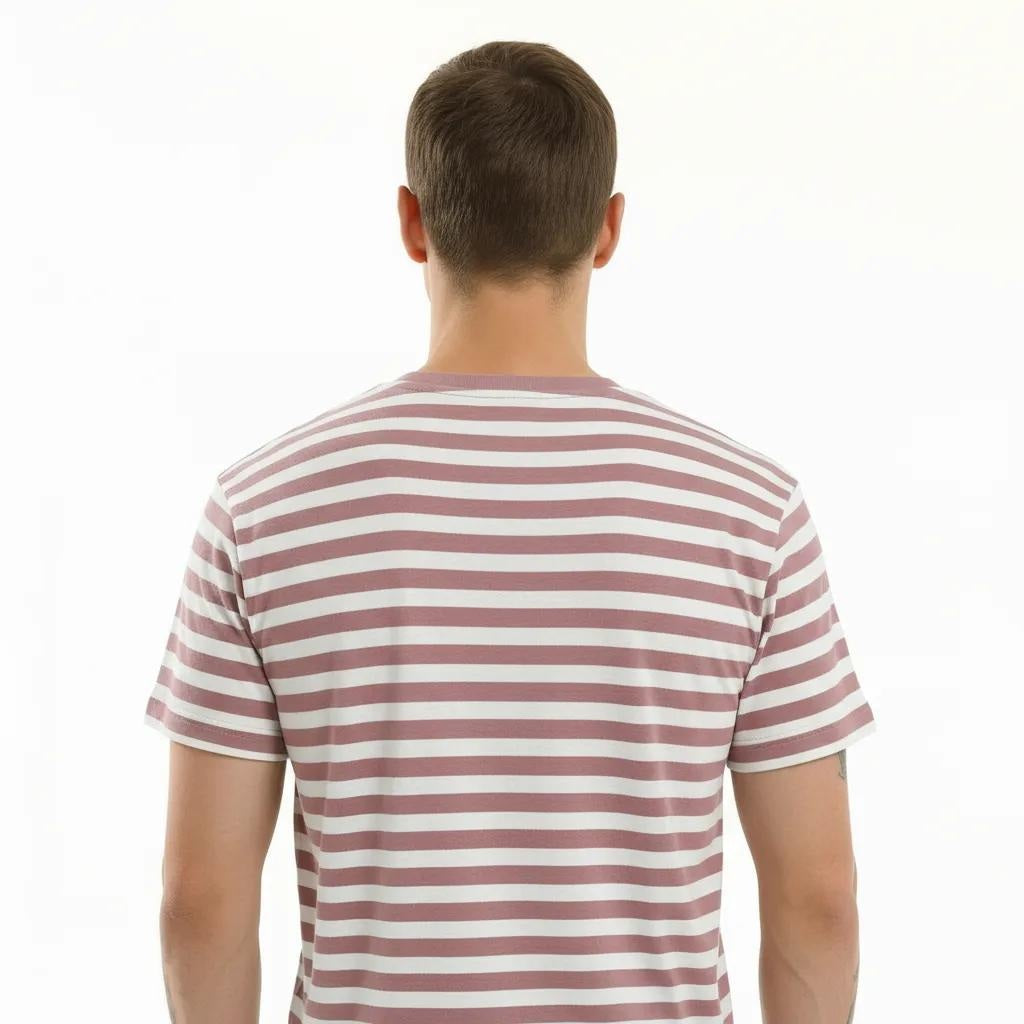 Octave Men Suede Pink Striped T-shirt